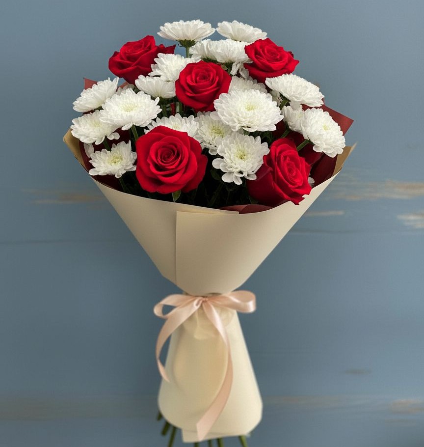 Букет цветов из: Розы и Хризантемы в Агроном