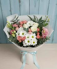 Букет цветов из:  Розы, Лизиантусы и Хризантемы в Агроном