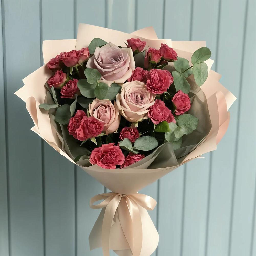 Букет цветов из: Гвоздики и Розы в Агроном