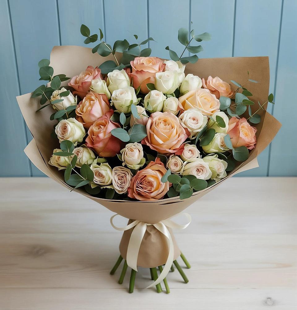 Букет цветов из: Альстромерии и Розы в Агроном