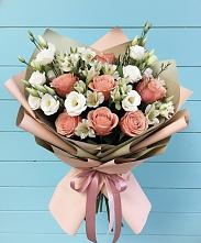 Букет цветов из:  Розы, Альстромерии и Лизиантусы в Агроном