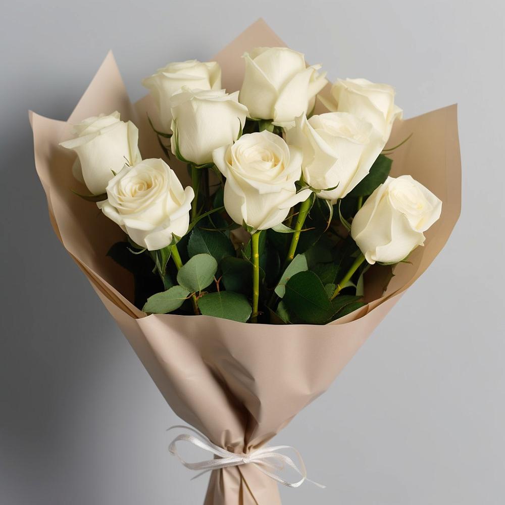 Букет 9 Белых роз Эдлесс Лав в Агроном