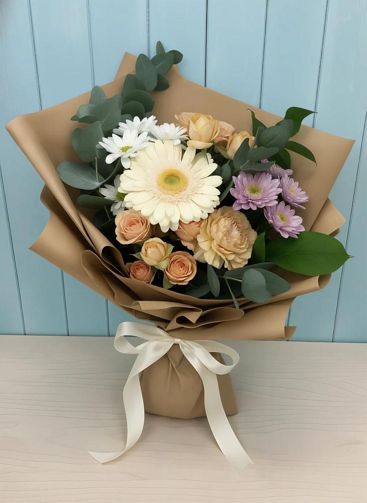 Букет цветов из: Герберы и Хризантемы в Агроном