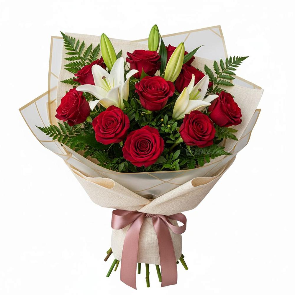 Букет цветов из: Лилии и Розы в Агроном