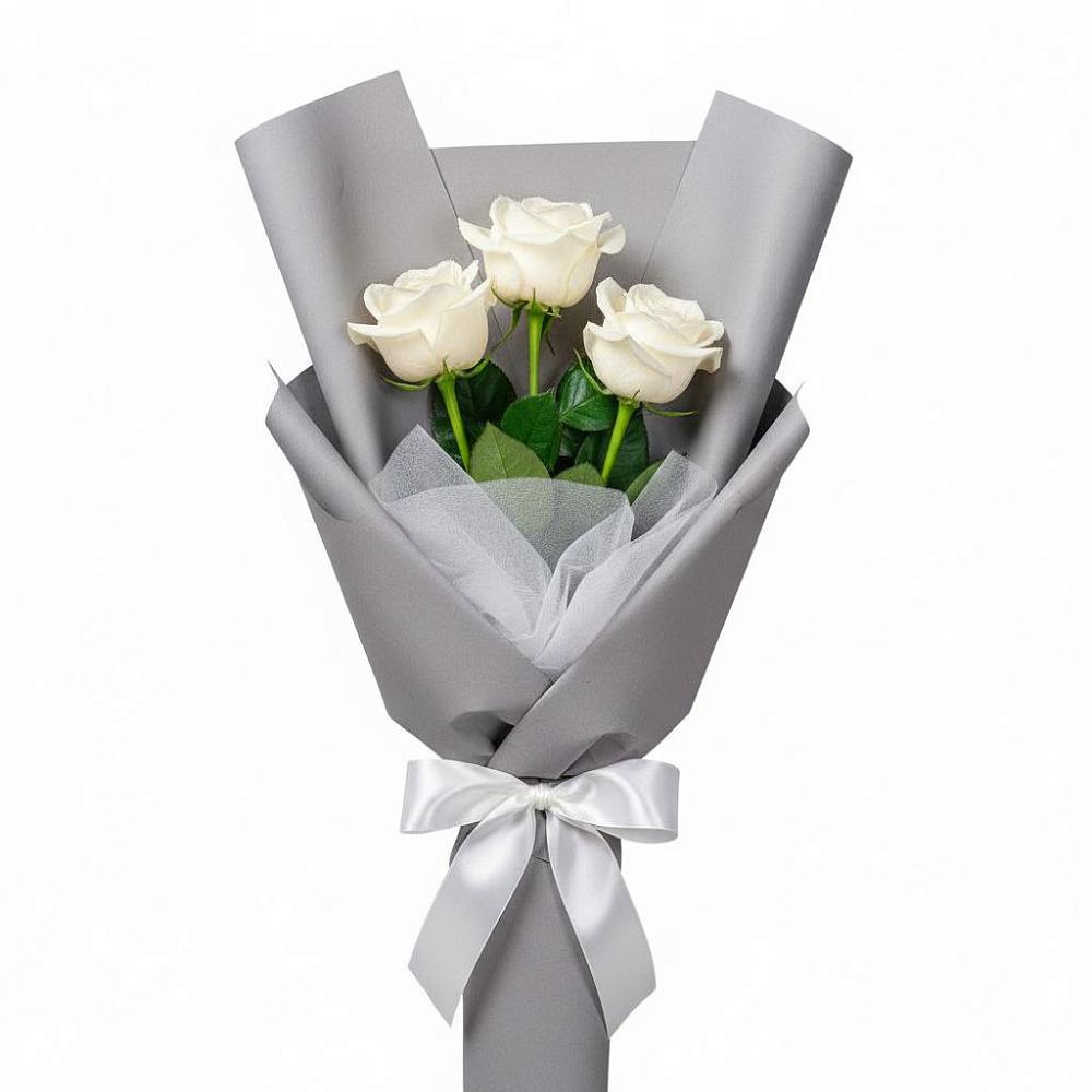 Букет 3 белые розы в Агроном