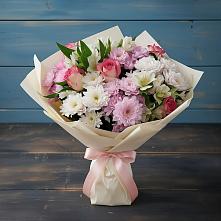 Букет цветов из:  Хризантемы, Альстромерии и Розы #REPLACE_PRED# Агроном