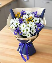 Букет цветов из:  Розы, Ирисы и Хризантемы в Агроном