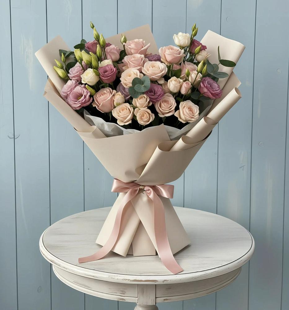 Букет цветов из: Розы и Лизиантусы в Агроном