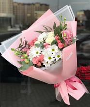 Букет цветов из:  Розы, Лизиантусы и Хризантемы в Агроном