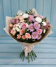 Букет цветов из:  Хризантемы, Розы и Альстромерии в Агроном