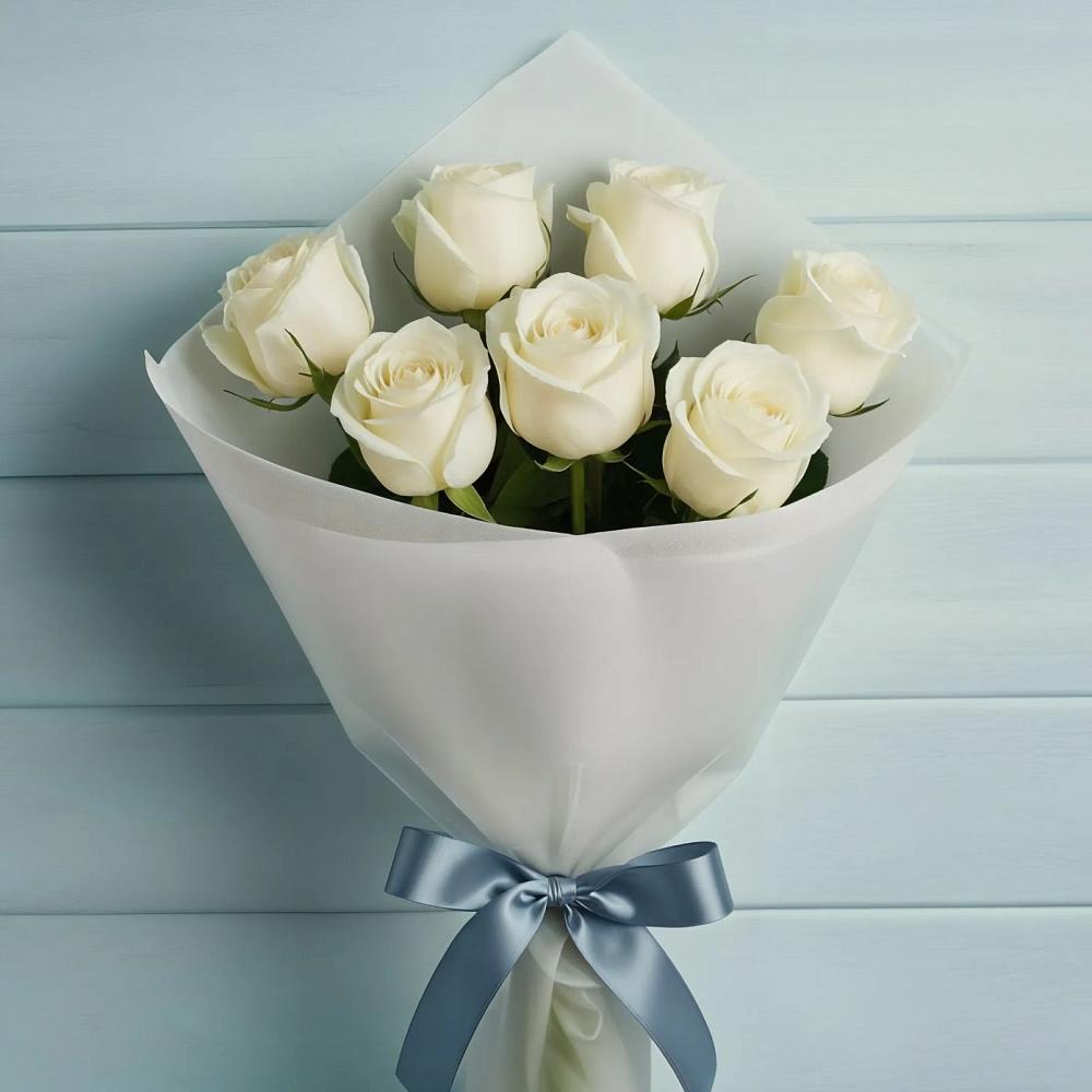 Букет 7 Белых роз Эдлесс Лав в Агроном